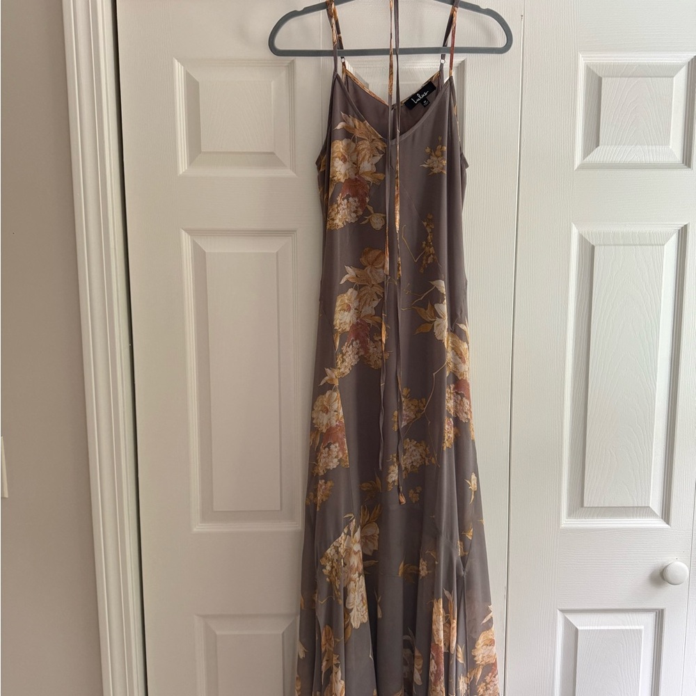 Lulu's Gray Spaghetti Strap Sleeveless Maxi Dress